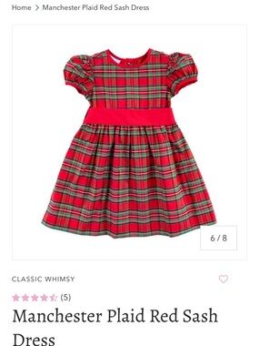 Classic Whimsy Manchester Plaid Red Sash Dress